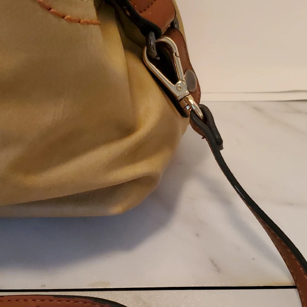 Tan and Brown Handbag,Yixingwj 16033 Zip Closure,front And Back Pockets Det Strp
